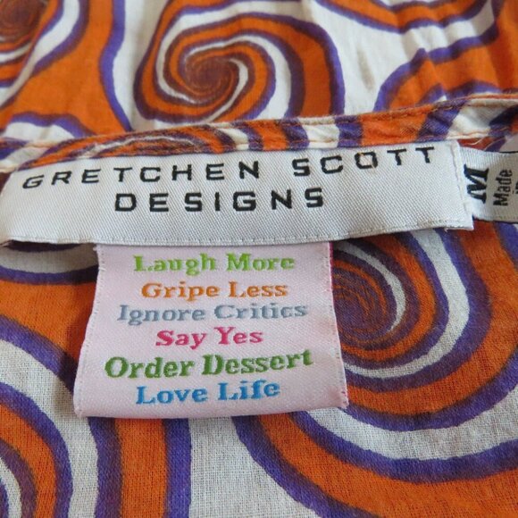 GRETCHEN SCOTT DESIGNS Abstract Geometric Retro Cotton Long Tunic Top - Size M - Picture 14 of 15